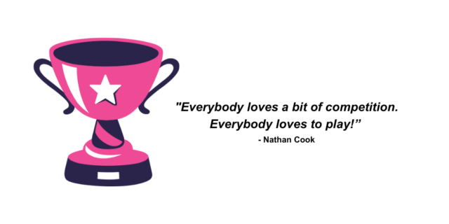 Quote by Nathan Cook saying "Everybody loves a bit of competition. Everybody loves to play!”