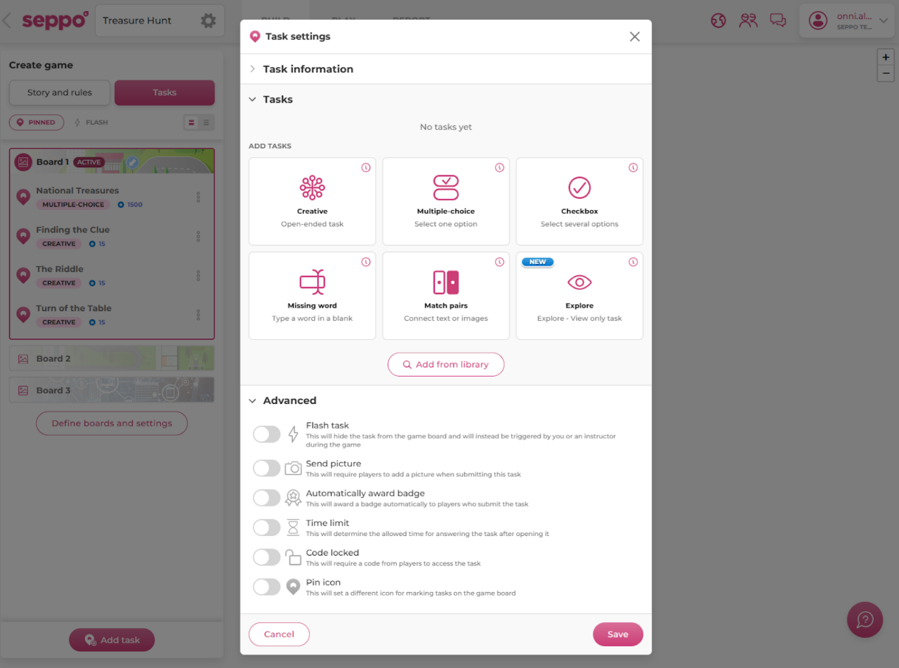 Go Fore Seppo Task types — Seppo.io