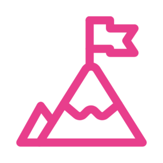 Mountain peak with a flag on top, symbolizing goal achievement, milestones, and gamification.