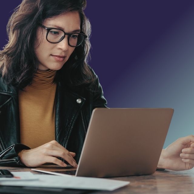 Woman looking at a laptop screen